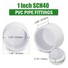 24Pcs Multipurpose SCH40 PVC End Caps for 3/4 Inch 1 Inch 1 1/4 Inch 2 Inch Pipes Sturdy Pipe Cover Accessories