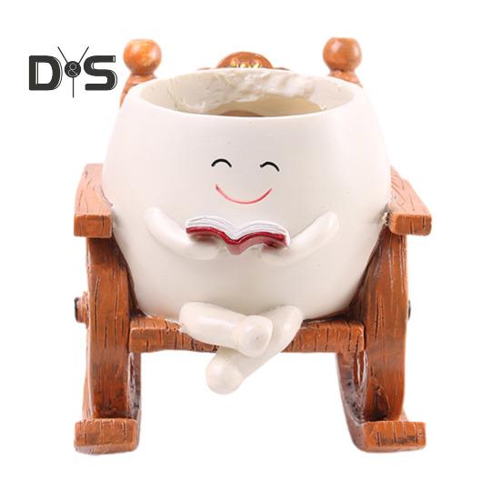 

Цветочный горшок с изображением улыбающегося лица, смоляное кресло-качалка, горшок для чтения, улыбающийся суккулентный цветочный горшок для комнатных и уличных растений белый