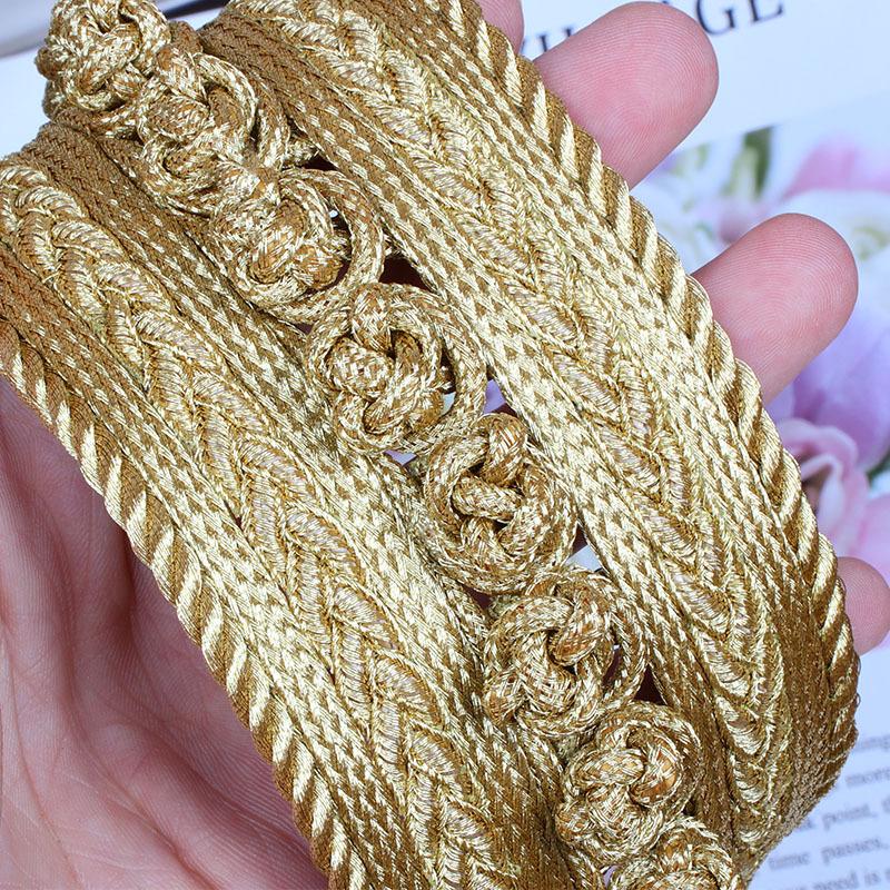 1Yard Handmade Gold Cord Patch Baroque Decorative Trim Appliques Sew on Patches for Clothing Clothes Applique