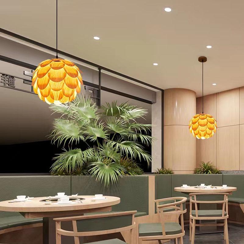 Zen Japanese Wood Pendant Light for Tea Rooms, Restaurants, Bedrooms, and Living Rooms