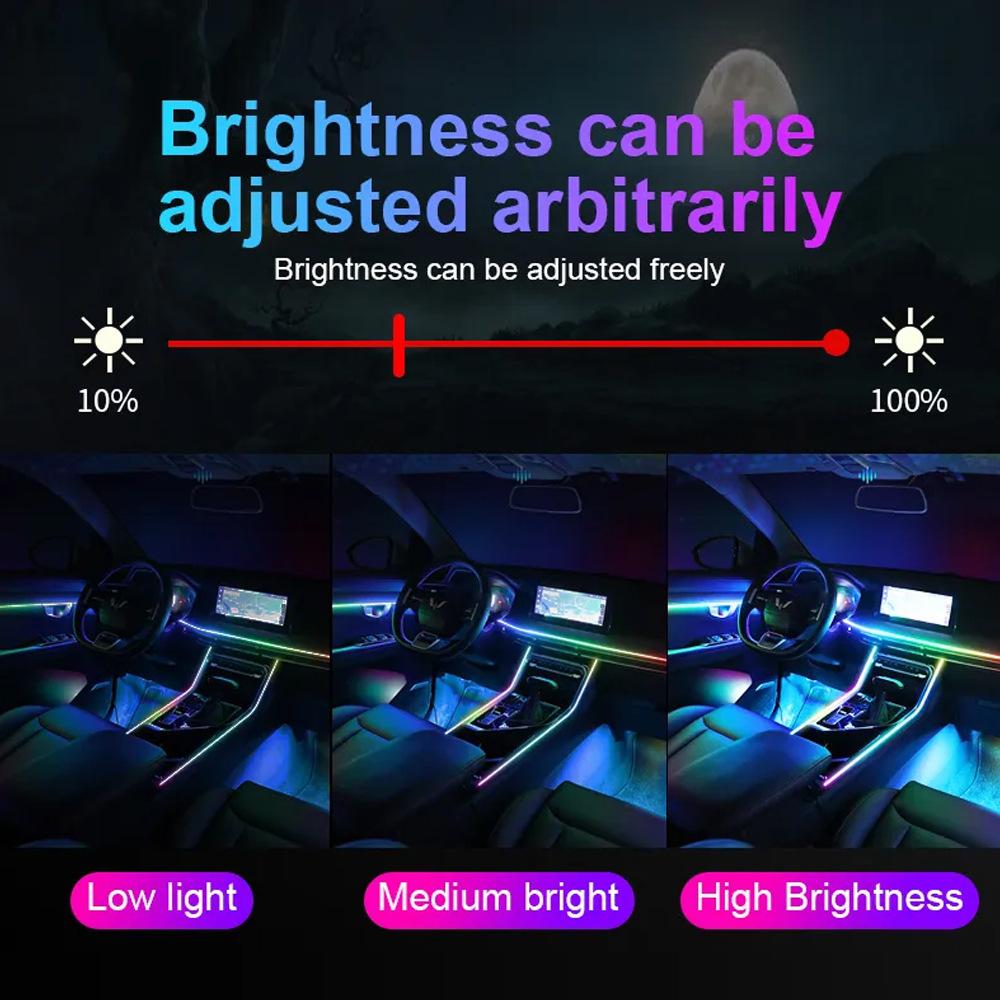 10/14/18 in 1 Led Car Ambient Lights 210 64 Color RGB Symphony Streamer Bluetooth Rainbow Acrylic Strips Atmosphere Lamp Kit 12V