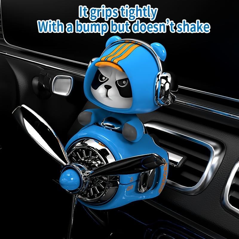 Cool Panda Pilot Car Air Freshener with Rotating Propeller Bobbing Panda Head Car Vent Fragrance Diffuser Car Trendy Decoration