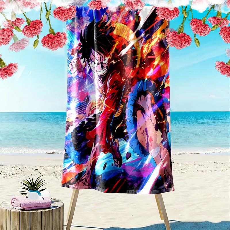 Luffy Print Beach Towel, Large Soft Quick Dry Towel for Beach Camping Swimming