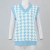 Sweater Vest Women Loose V-neck Plaid Retro Underwear Knitted Tops Korean Fashion Patchwork Sleeveless Sweaters Woman Streetwear