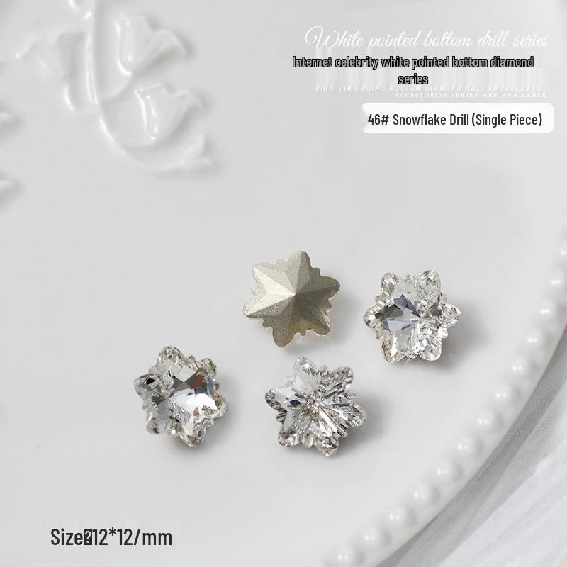 Nail Art Decorations: Transparent Pointed Rhinestones - Heart, Water Drop, Square, Butterfly Shapes