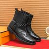 Factory Foreign Trade New European and American Men's Short Boots Embroidered Thick Heel Retro British Martin Boots High-top Locomotive Boots