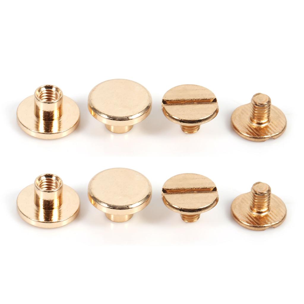 10sets 5 6.5 8mm Solid Brass Button Stud Screw Nail Screwback for Leather Rivet Belt DIY Gold