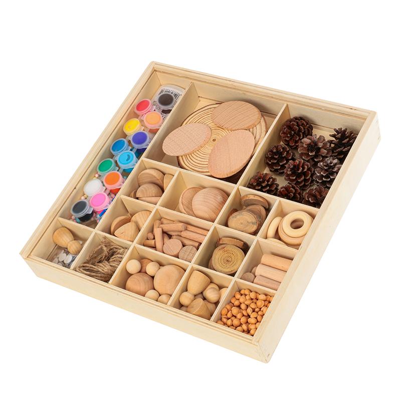 DIY Building Blocks Round Wooden Pieces Montessori Handmade Materials Small Scale Model Home Decorations New Year Festival Gift