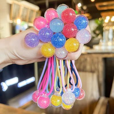 2pcs /set Cute Candy Color Ball Hair Tie For Girls Elastic Hair Rubber Band Kids Kawaii Hair Rope Baby Hairbands Child Headdress