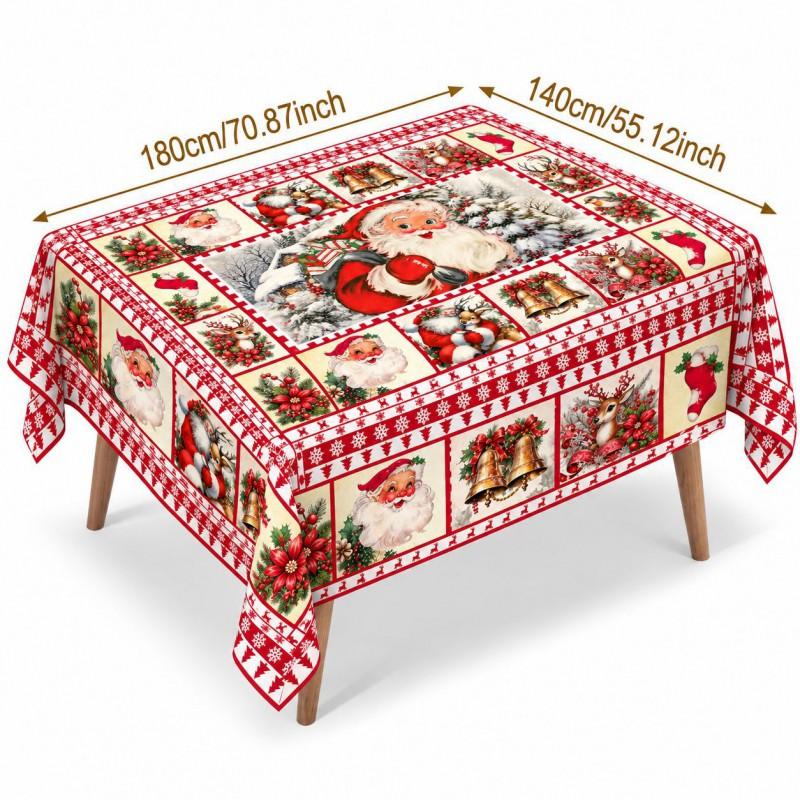 Christmas Tablecloth Festive Snowman Santa Print Dining Table Decor Gift