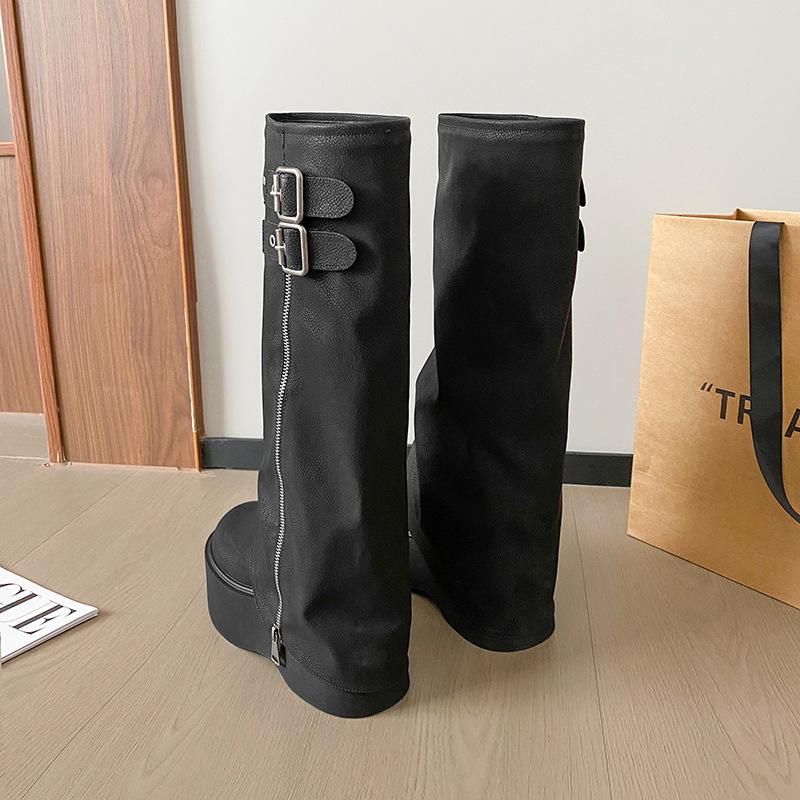 

Коровья кожа~ Путешествие в Западный Сычуань~ Сапоги Женские сапоги Осень и зима Высокие сапоги-трубы Сапоги-рыцари на широком голенище Сапоги на толстой подошве Высокие сапоги 40