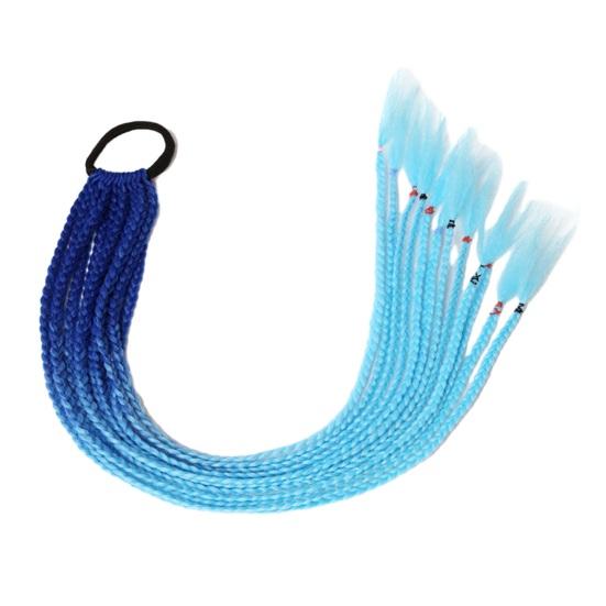 Gefälschte Pferdeschwanz-Perücke für Frauen, synthetische, farbige, geflochtene Pferdeschwanz-Haarverlängerung mit elastischem Gummiband, rutschfeste, coole Performance-Haardekoration