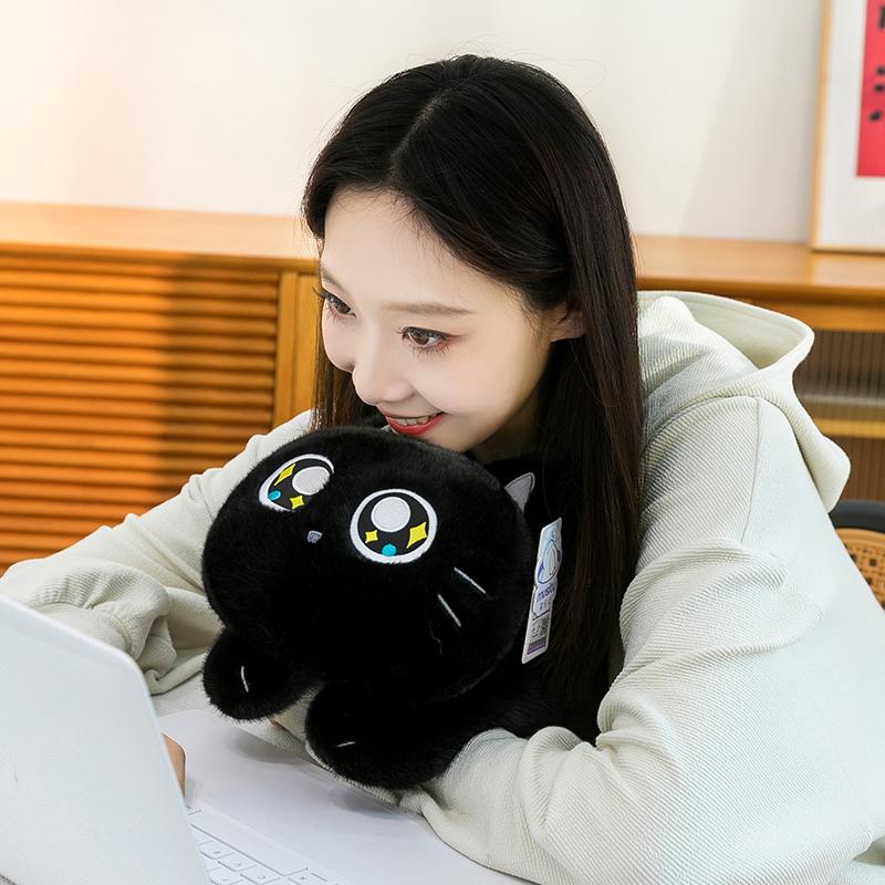 20/35cm Kawaii Soft Black Cat Plush Toy Stuffed Animal Cat Plushie Doll Pillow Cute Birthday Gift for Kids Girls Home Decor