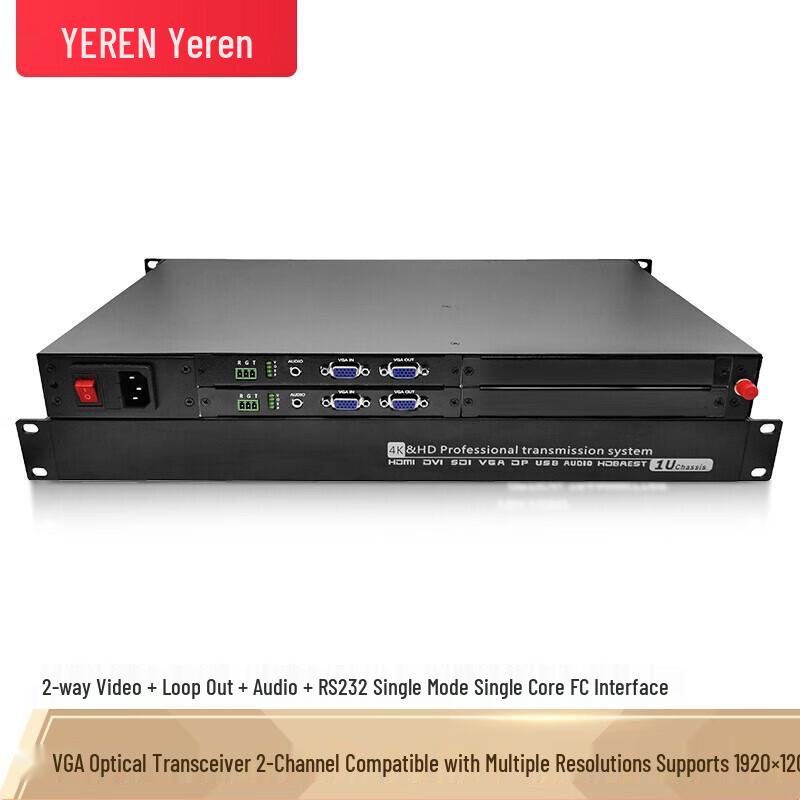 VGA Fiber Optic Extender with Audio, RS232, 2-Way Video & Loop-out