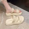 Women's High Platform Sandals Wedge-shaped Hollow Mu Shoes Casual Chunky Gladiator Sandals Summer Leather Beach Slippers