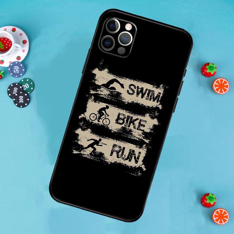 Triathlon Tri Life Swim Bike Run Case For iPhone 16 15 14 Pro Max 14 Plus 11 12 13 Pro Max Mini X XR XS Back Cover