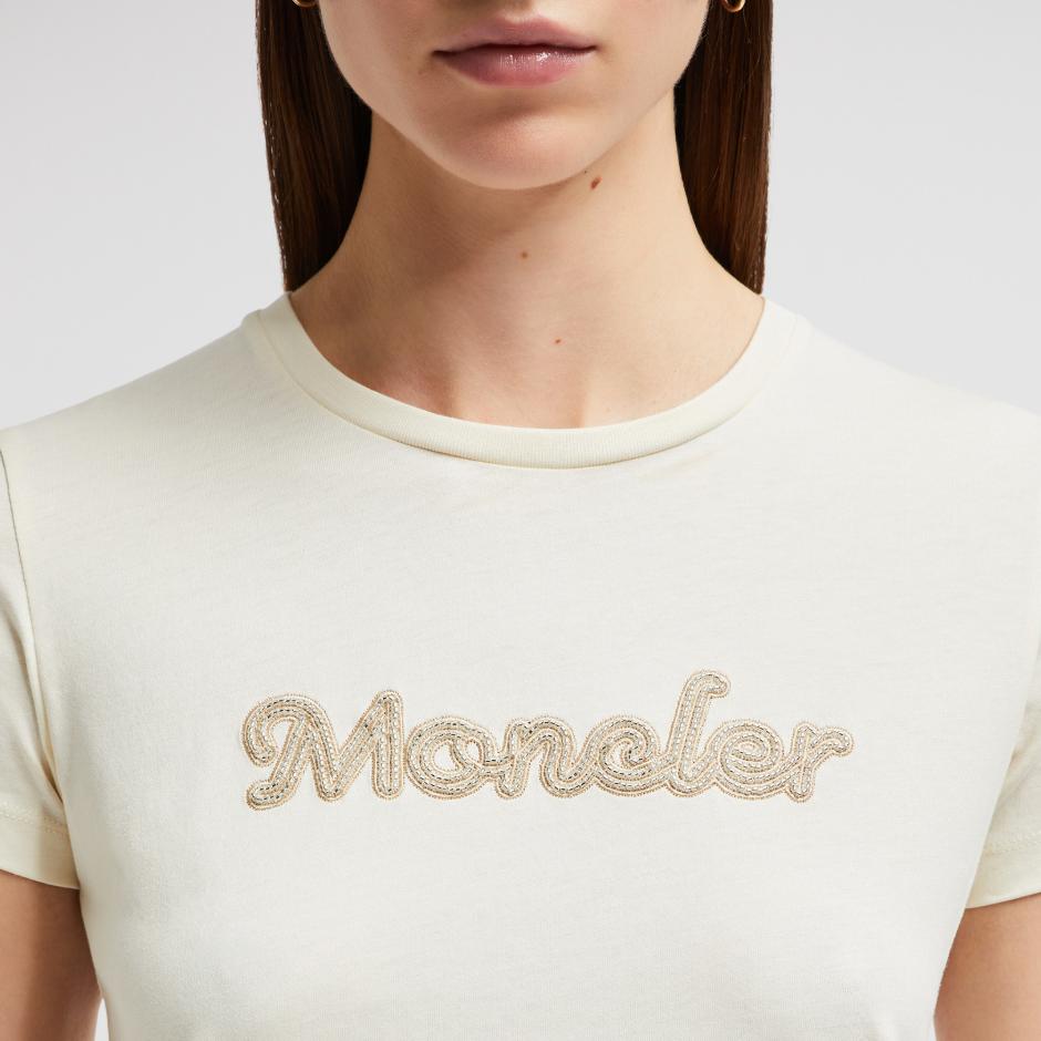 Moncler Simple Comfortable Letter Short Sleeve T-Shirt Women T-Shirts White K1-093-8C00009-89AUO-034