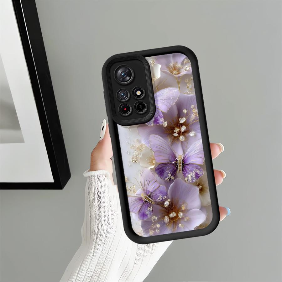 Case for Xiaomi Redmi Note 14 Pro Plus 13C 14C 12s 11 11s 12 A1 A2 A3 A4 Note 13 10 12C Phone Cover Black Butterfly Pattern