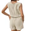 Women Sleeveless V Neck Mini Dress Casual Loose Fit Wrap Waist Design Lightweight Fabric for Daily Wear Vacation Office