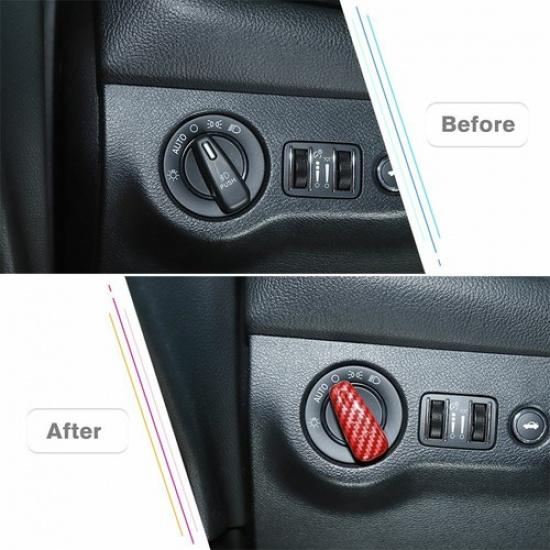 Headlight Switch Control Decor Cover Trim for Dodge Challenger 2015+ Red Carbon