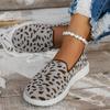 Fashion Spring Thick Sole Shoes Leopard Pattern Sexy Mesh Flats Shallow Mouth Casual Single Sandals Women Walking Mesh Flat Shoes
