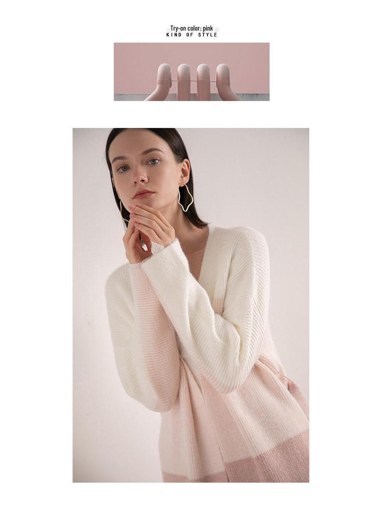 Playa Women's Gradient Long Sleeve Knitted Cardigan for Spring/Autumn 2025