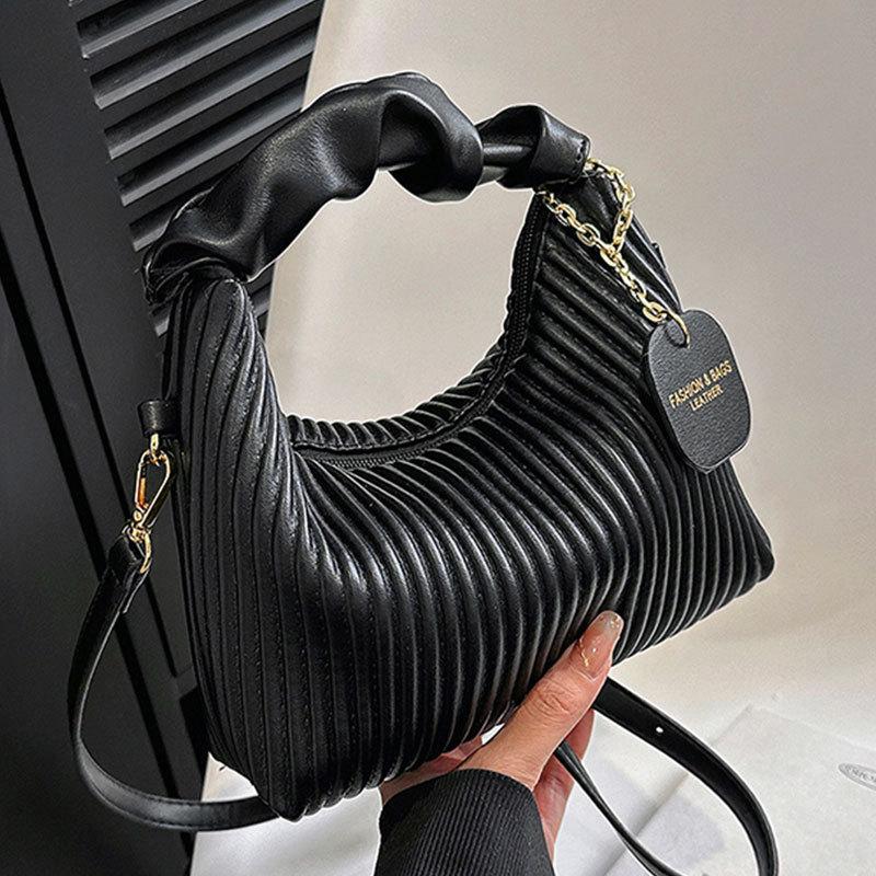 Retro Texture Pleated Portable Small Bag Women 2025 Korean Simple Fashion Small Square Bag Niche Versatile Shoulder Bag