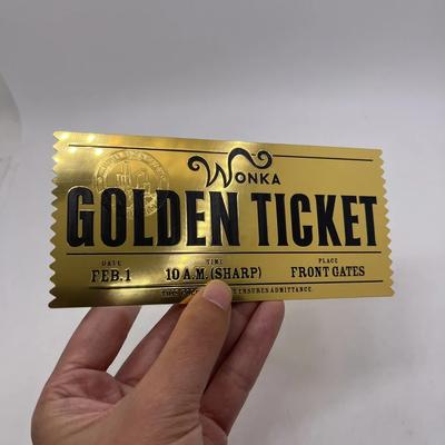 Wonka Golden Ticket Charlie Chocolate Factory Gold Foil Plastic Card Art Collection Memorial Gift