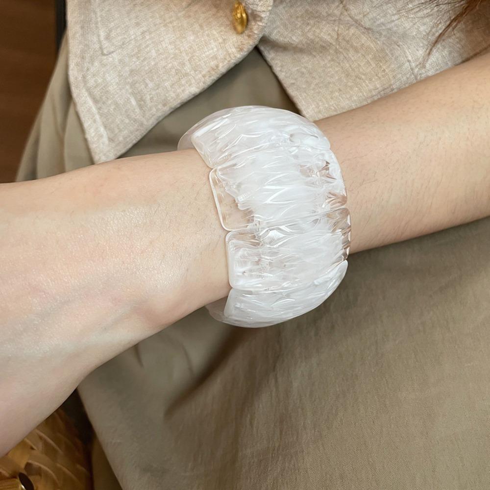 Wide Rectangle Irregular Wide Bracelet Smudging Retro Hand Ring Creative Acrylic Bangle  Lady Girls
