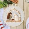 Nativity Stamped Cross Stitch Embroidery Kits with Hoop Cloth Color Thread