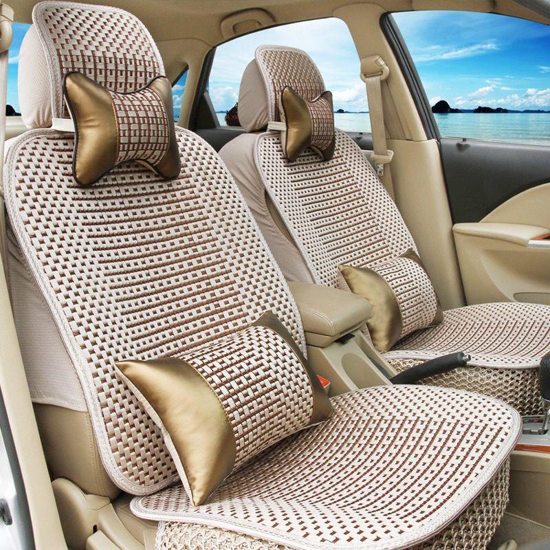 Universal Four Seasons Ice Silk Car Seat Cover - Breathable, Full Wrap, Fits Single, Five, or Seven Seats