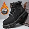 Boots Men High Top Boots Men's Leather Shoes Winter Fashion Plush Warm Shoes Outdoor Sneakers Lace Up Non-Slip Ankle Boots Male