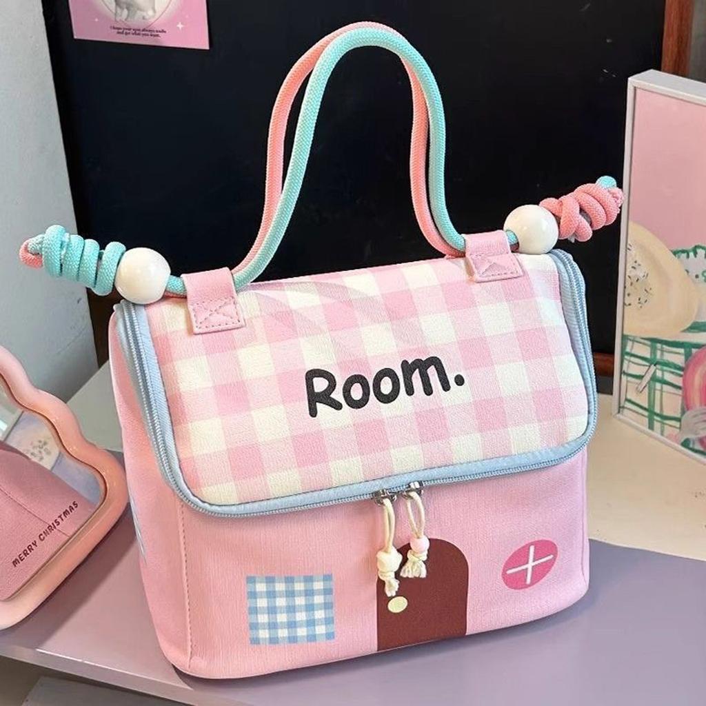 Dopamine Style Waterproof Makeup Bag Large Capacity Multi Compartment Travel Cosmetic Organizer for Women and Students