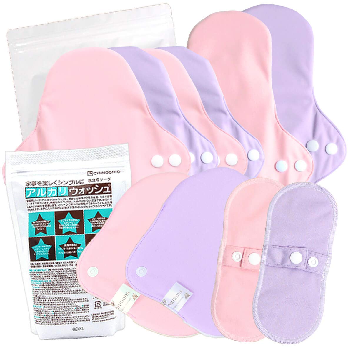 

Easy to wash cloth napkins 3D vaginal discharge day and night set organic cotton 10-piece 100% [pink/purple]