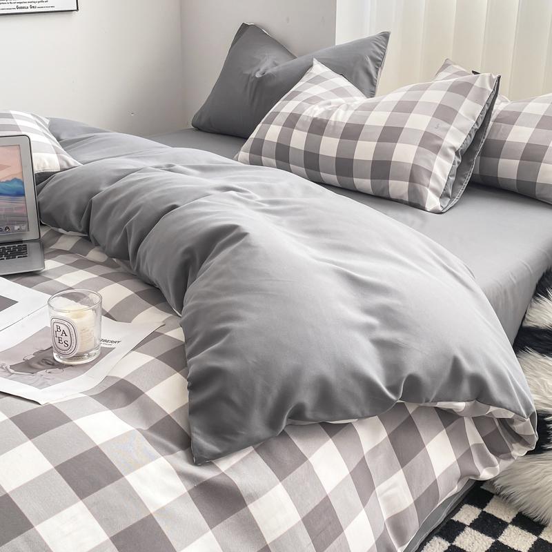 Japan Style Duvet Cover Geometric Plaid Single/Queen/King Quilt Cover Washed Cotton Dekbedovertrek 200x200(pillowcase Need Order