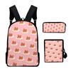Harajuku Popular Cool Food 3D Print 3pcs/Set Pupil School Bags Laptop Daypack Backpack Inclined Shoulder Bag Pencil Case