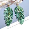 Big Geometric Tassel Resin Korean Fashion Statement Acrylic Hawaii Leaf Pearl Drop Earings Trend Jewelry for Women 2021