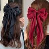 Elegant Bow Ribbon Hair Clip Women Fashion Solid Bowknot Satin Hairpin Barrettes Girls Ponytail Clip Hair Accessories