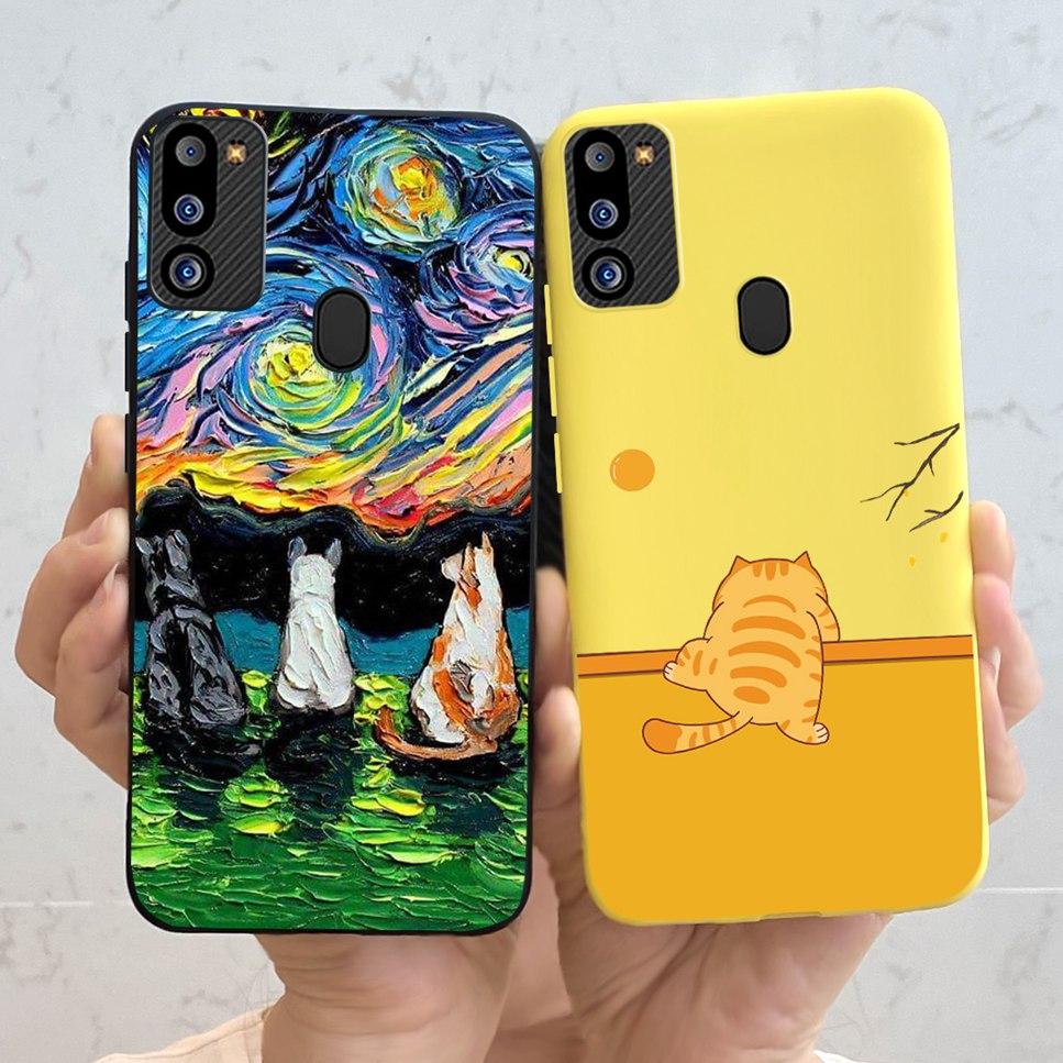 For Samsung Galaxy M21 2021 Case Cute Cat Fashion Girl Soft Silicone Cover For Samsung M21 2021 SM-M215G Bumper Phone Case Funda