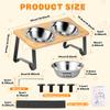 Elevated Cat Bowl Stand Anti Slip Bamboo Wood with 2 Stainless Steel Dish Water Feeding Rack Cat Food Dining Tables