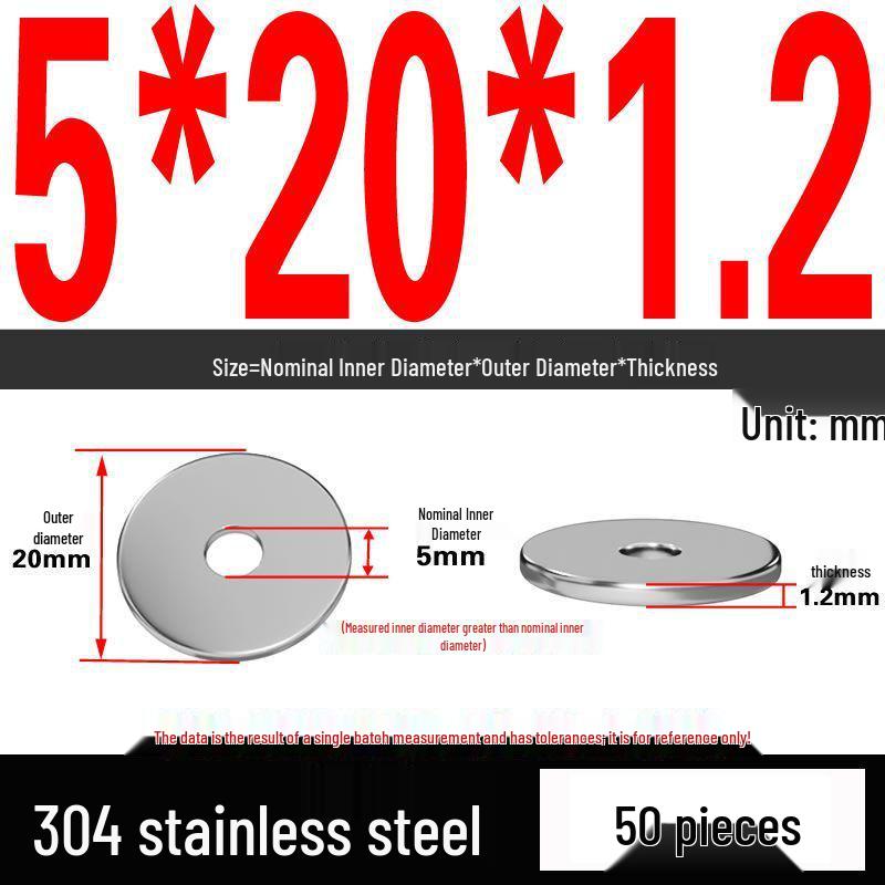 Thickened 304 Stainless Steel Flat Washer Spacer (M2-M36)