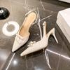 Fashion Designer Pointed Toe Back Strap Heeled Sandals Women Sexy Red Thin Heels for Women Elegant Bow Party Dress Shoes