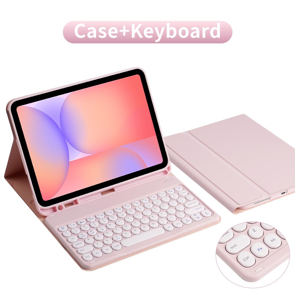 Tablethoes Voor Samsung Galaxy Tab S6 Lite Bluetooth Toetsenbord S7 S8 S9 FE S10FE 11 inch S7+/S8+/S9+/S9 FE+/S10 Plus A8 Cover Tab A7 10.4in&English pink