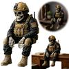 Gothic Skull Sitting Firefighter Figurine Resin Skeleton Statue Shelf Home Decor Hero Memorial Gift