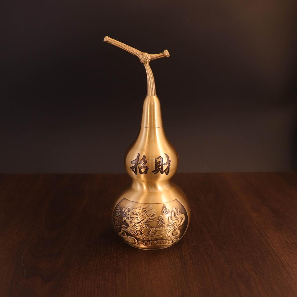 Brass Hundred Blessings Gourd, Fortune-Attracting Gourd, Kylin Gourd Craft Ornament For Office Desk & Entrance