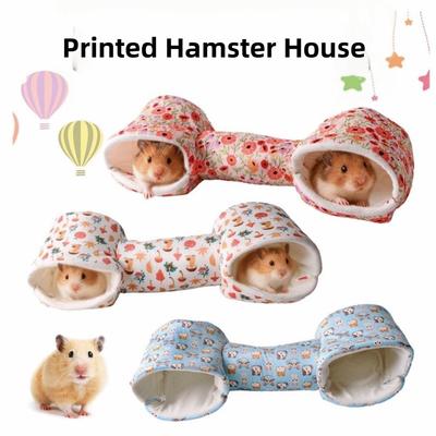 New Warm Cotton Fleece Hamster Tunnel House Soft Chew Proof Hanging Hut Multi-Entry Pet Tunnel Cave Rodents Use