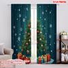 2pcs,2D Plane Printing Curtains Christmas Tree Gifts Snowflakes_a (2) Polyester (without Rod) Home Decor Use for Living Room,