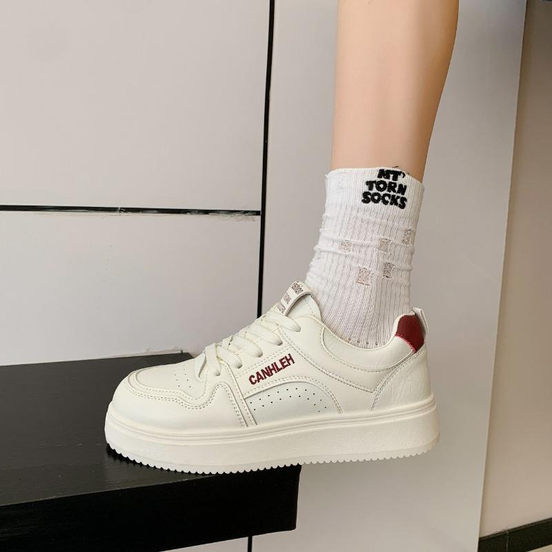 Muffin Platform White Shoes Women's New Fashion Versatile Comfortable Breathable College Style Casual Sports Shoes