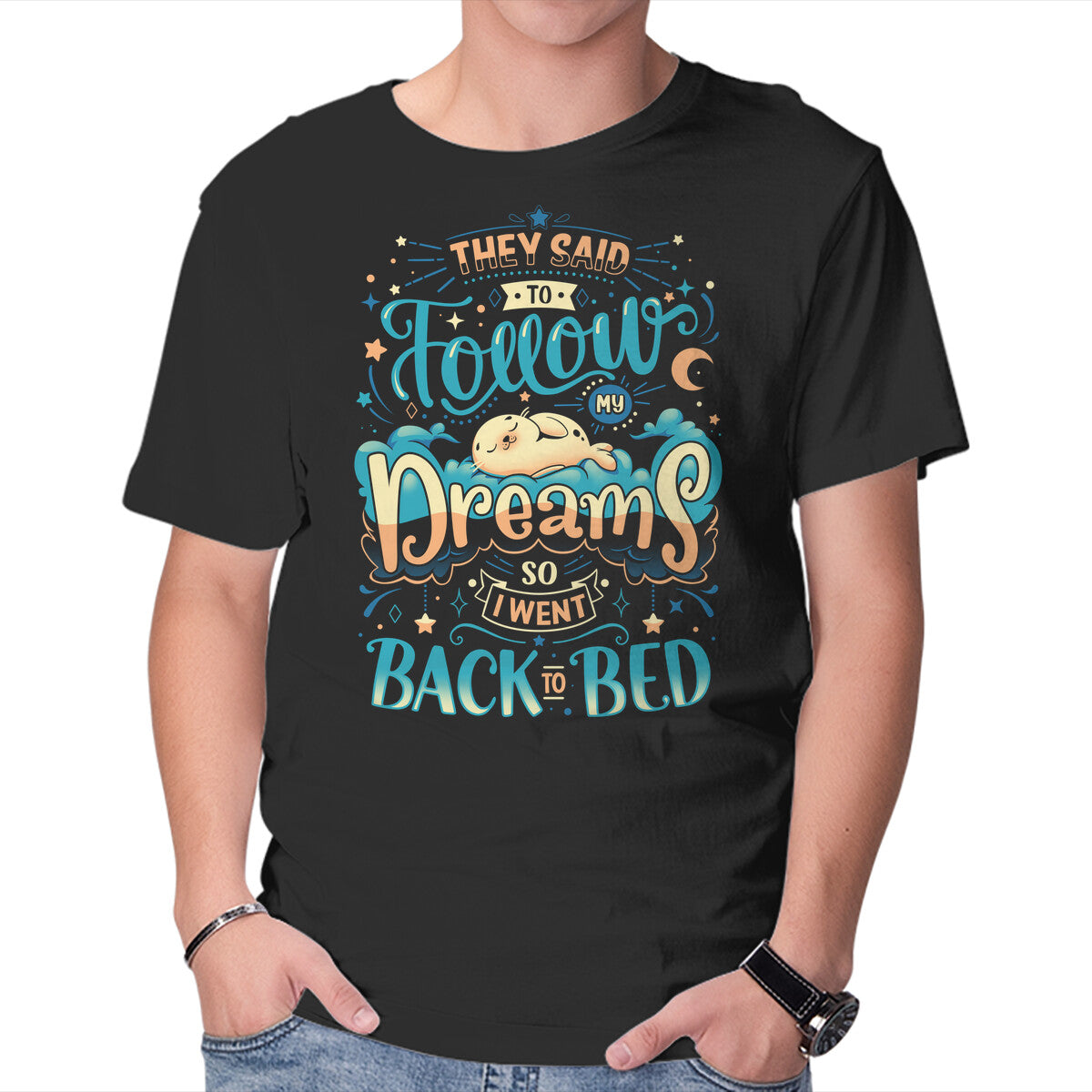 Unisex Crew Neck T-Shirt Back To Dreaming Graphic Short Sleeve Casual Tee XS