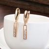Korean zircon earrings for women, fashionable and simple rose gold rectangular earrings